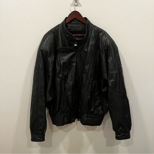 Vintage Leather Ranch Black Leather Bomber Jacket 3X Beautiful Condition